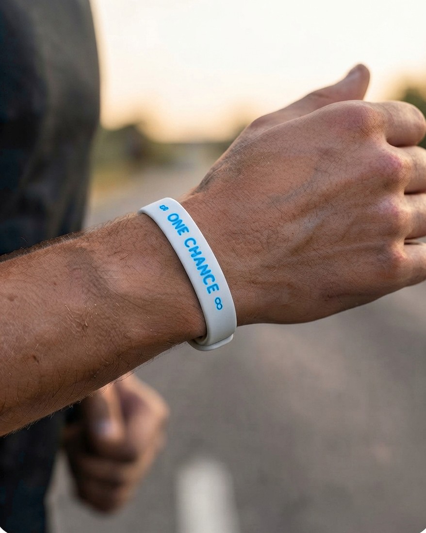 Runner wearing a white Kueband on a road
